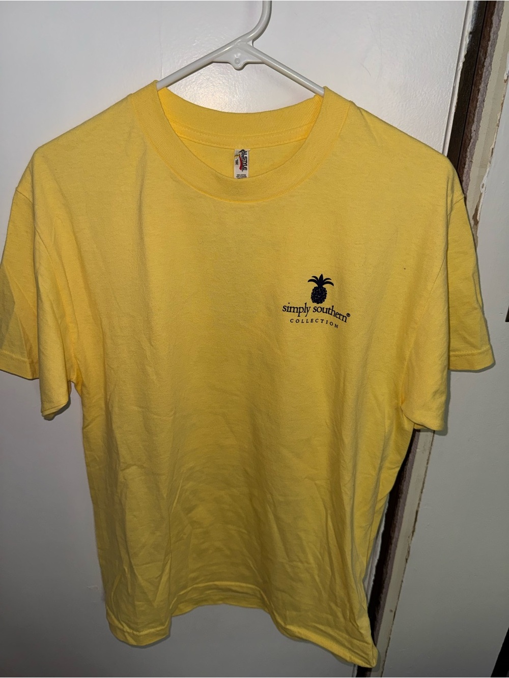 Simply Southern Yellow Short Sleeve Tee with Navy Pineapple Logo